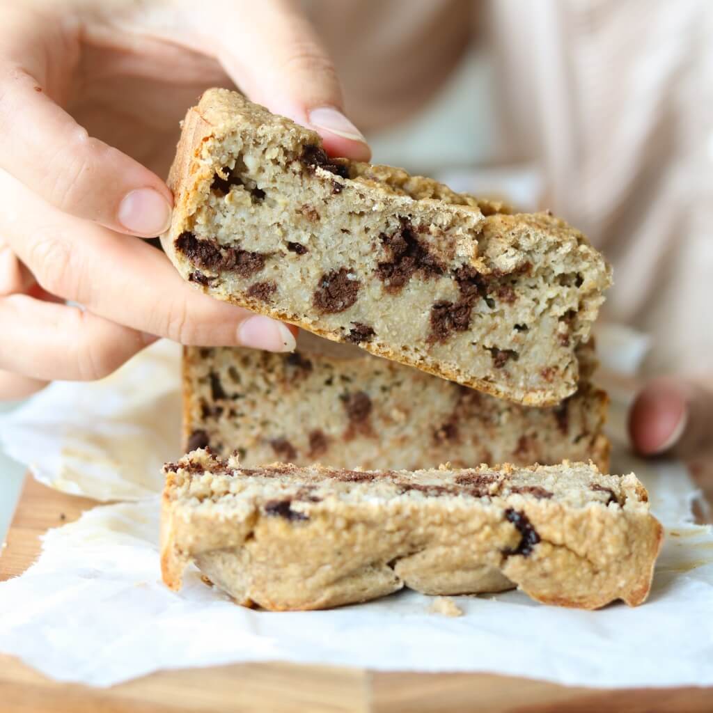 Bananbrød med chokolade - uden raffineret sukker, glutenfri og vegansk