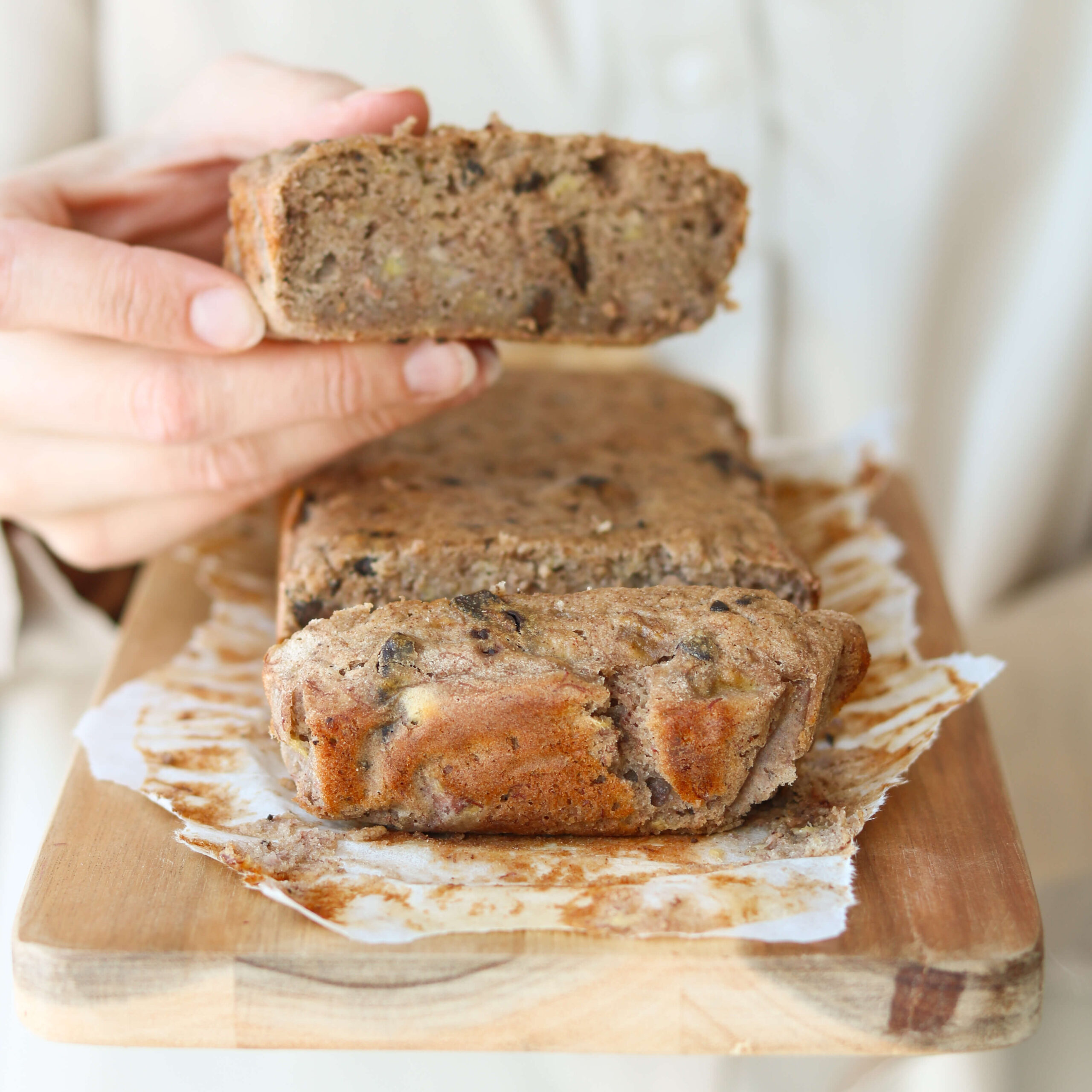 Sundt bananbrød med chokolade og boghvedemel